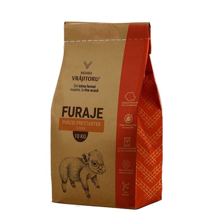 Furaj purcei prestarter, granulat, 18% proteina, 6% calciu, 10 kg, Moara Vrajitoru'