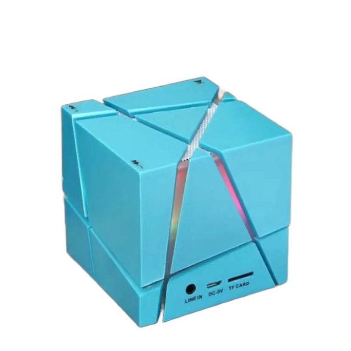 Boxa portabila Bluetooth, Qone 2 Cube Mini, Wireless, Slot pentru card, albastru