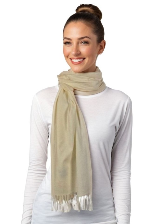 Fular dama uni 24, Crem, 180 x 70 cm