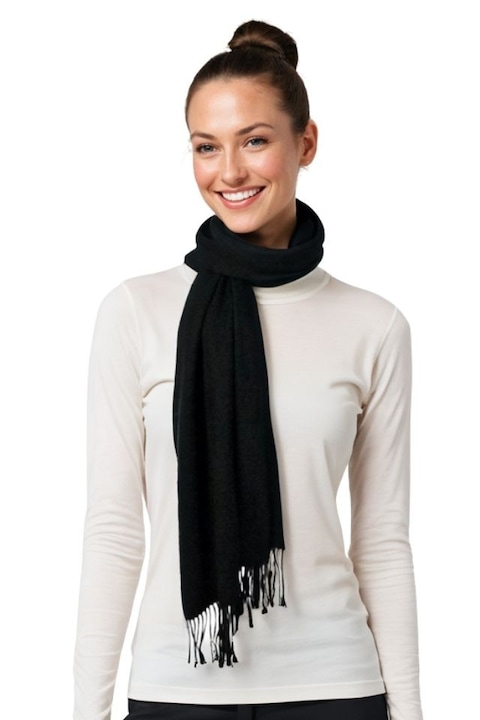 Fular dama uni 24, Negru, 180 x 70 cm