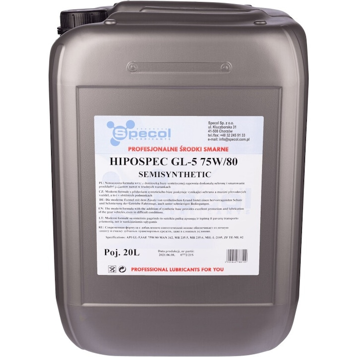 Ulei cutie viteze Specol 75W80 20L GL4/GL5 polsyntetic