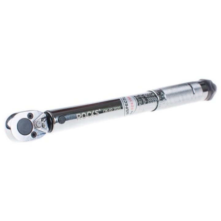 Динамометричен ключ, ROOKS, 1/4", 5-25 Nm, двупосочен, сребрист