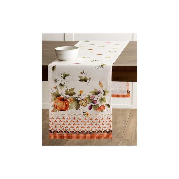 Traversa de Masa Dining, Maison d'Hermine, Bumbac 100%, Crem, Decoratiuni Toamna, 50 x 150 cm