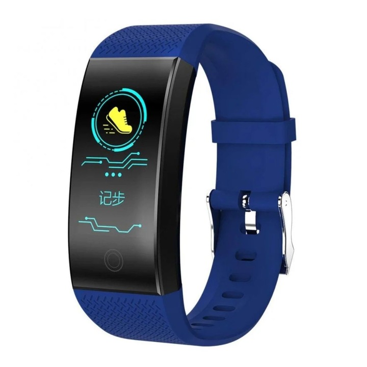 Bratara Fitness Smart, ALBASTRU, Monitorizare Cardiaca, Sedentarism, Bluetooth, Ecran IPS