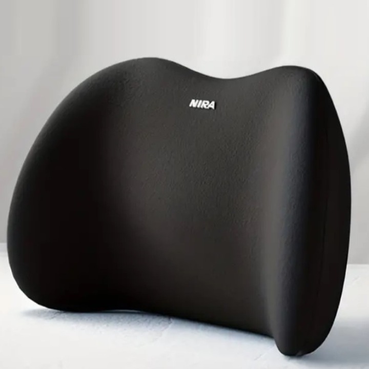 Perna Lombara Ortopedica din Spuma cu Memorie – Suport Ergonomic pentru Spate – Confort Maxim la Volan si pe Scaune de Birou, Negru