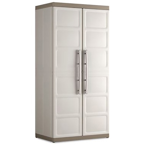 Dulap multifunctional 4 rafturi Keter Excellence XL 241052, 15 kg/raft, certificat TUV GS, 89 x 54 x 182 cm dimensiune, bej/gri