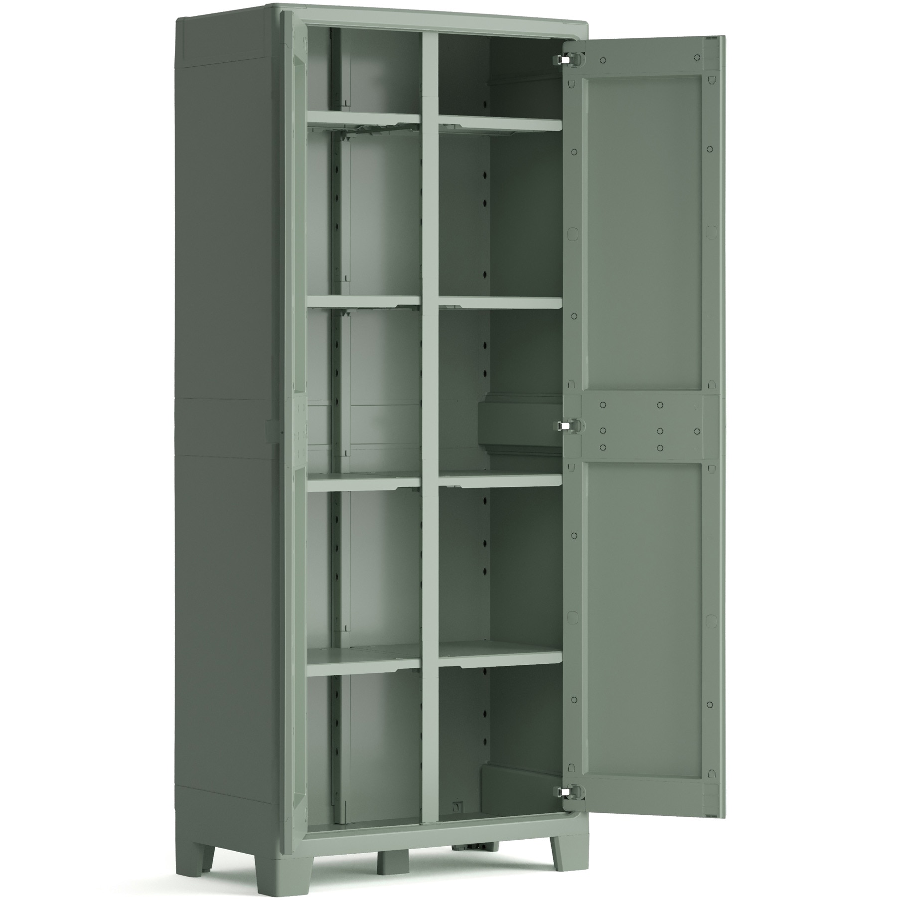 Dulap multifunctional 8 rafturi Keter Planet 250145, 15 kg/raft, certificat TUV GS, 80 x 44 x 182 cm dimensiune, verde