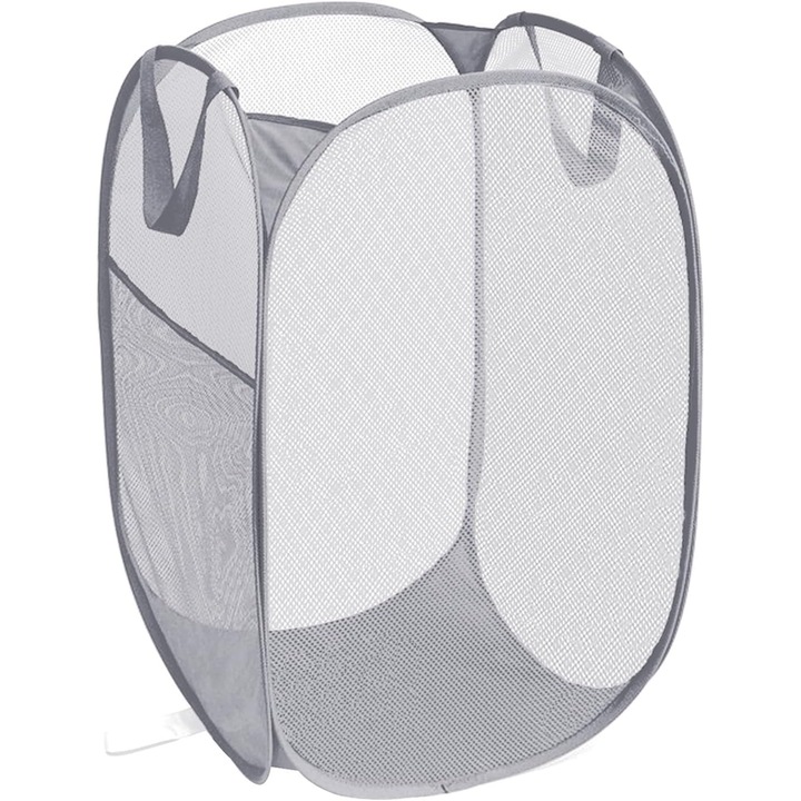 Cos pentru rufe Luoistu, pliabil, cu deschidere larga, buzunar lateral, material din plasa respirabila, dimensiuni mari