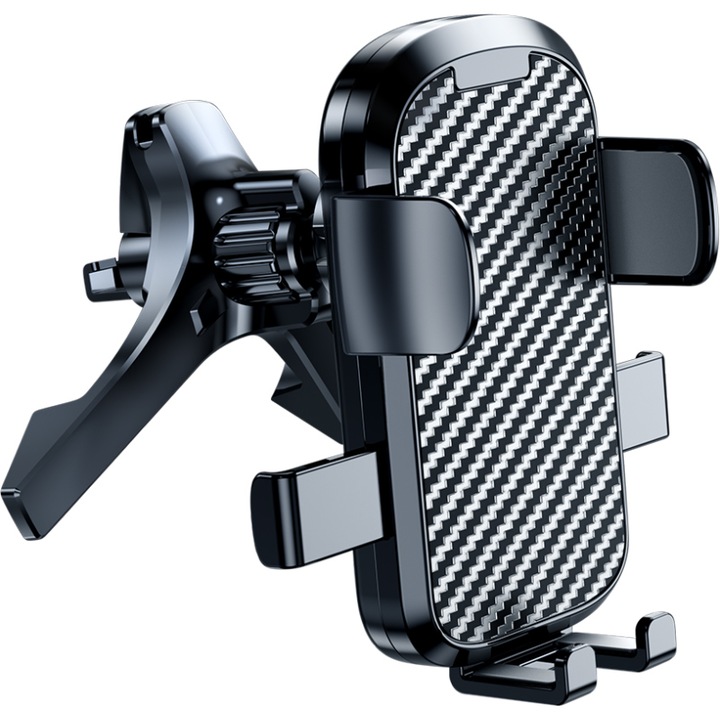 Autós telefontartó, 360°-ban forgatható, fekete, szellőzéshez