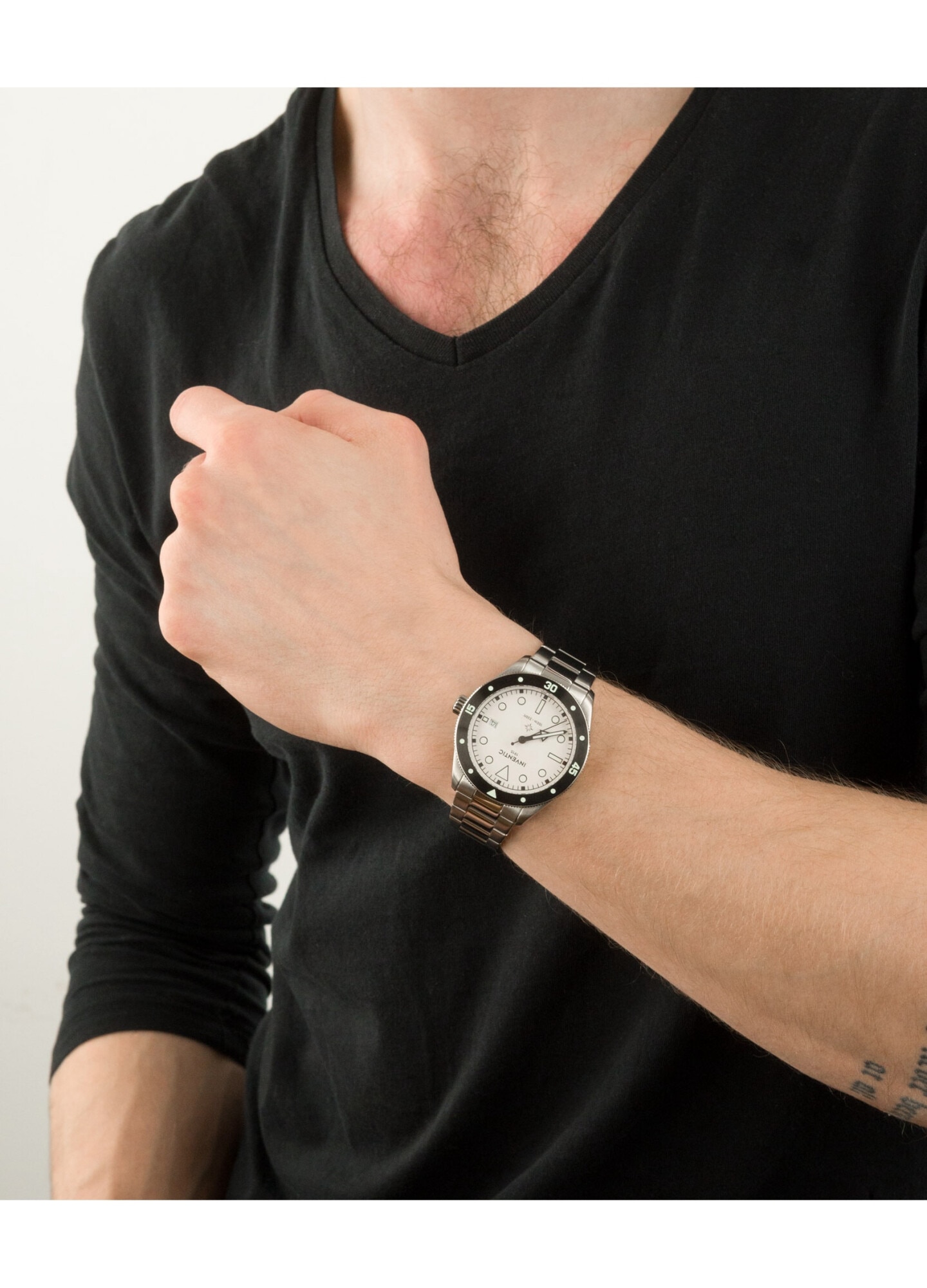 Ceas Inventic Urban Diver 02, mecanism quartz Ronda 515, alb