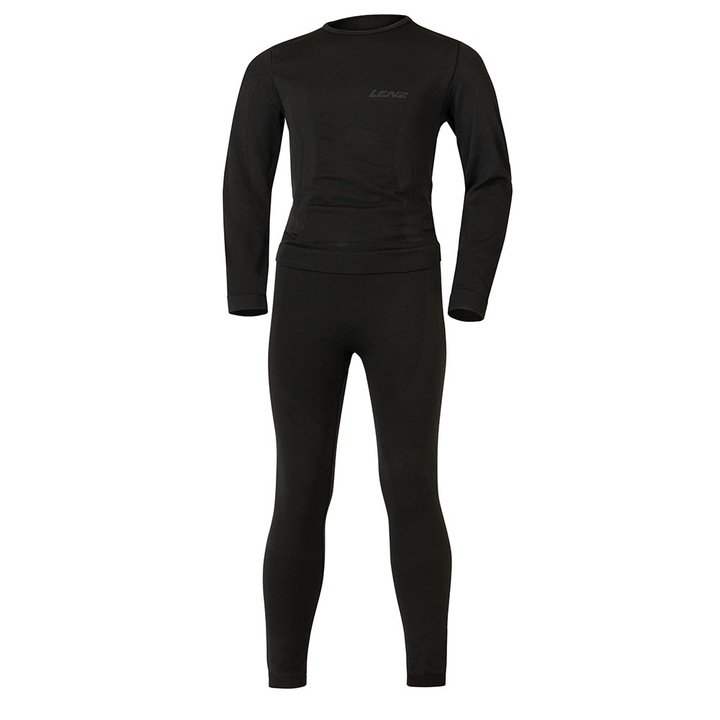 Set functional bluza si pantaloni termici, Lenz Kids Underwear Set Long Pants, Negru