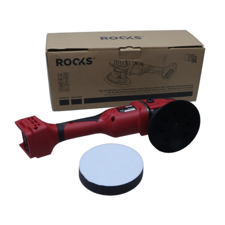 Kettős hatású polírozó, Rooks, 125 mm, 2100-4800 ford./perc, 15 mm oszcilláció, 2,8 kg, Fekete/Geszténybarna