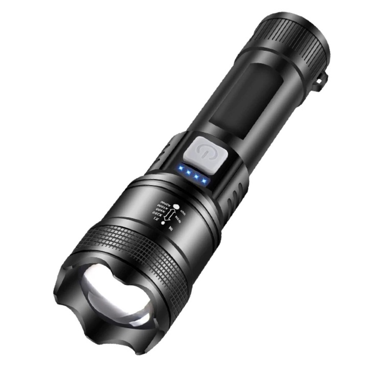 USB акумулаторно фенерче, XY-818, индикатор за батерията, плъзгач за увеличение, 1200 Lumin