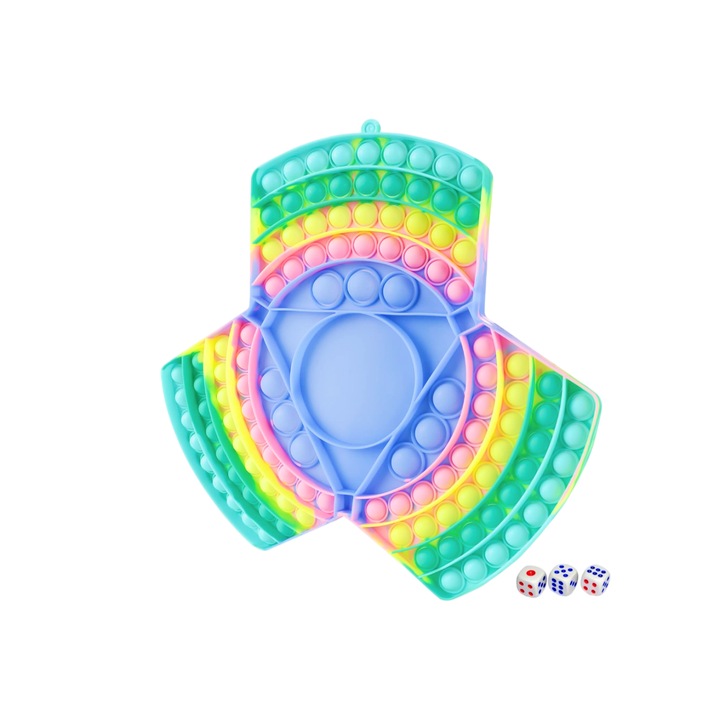 Интерактивна игра, антистрес играчка със зарове, Pop it Now и Flip It, 27 см x 27 см, многоцветна, HAPPY JOKER