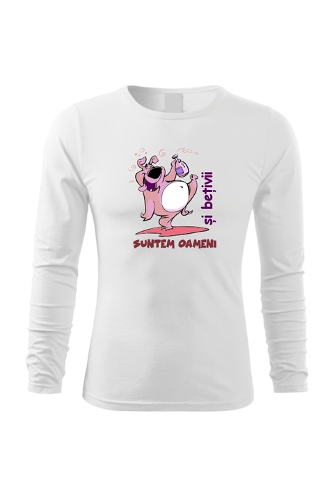Bluza cu maneca lunga pentru barbati, Oameni betivi, Alb