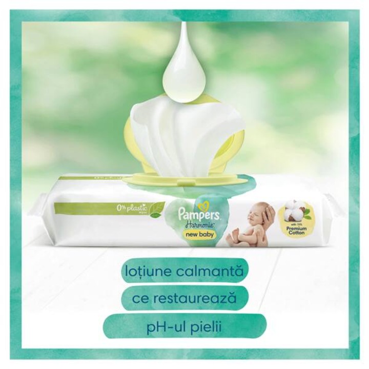 Pampers Harmony New Baby XXBox мокри кърпички с алое вера - 0% пластмаса, 9 опаковки x46 бр., 414 бр