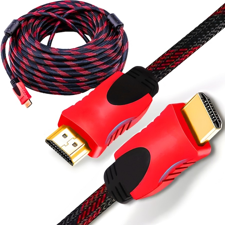 Кабел High-Speed HDMI v1.4, 1, 35m, Plug-play, 4K, 3D, FULL HD, Black Red, Retoo
