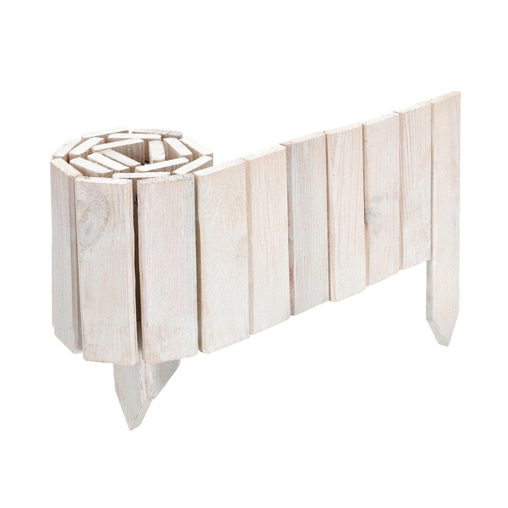 Палисада, Kotarbau, Дървена, 15x110см, бяла, за градината