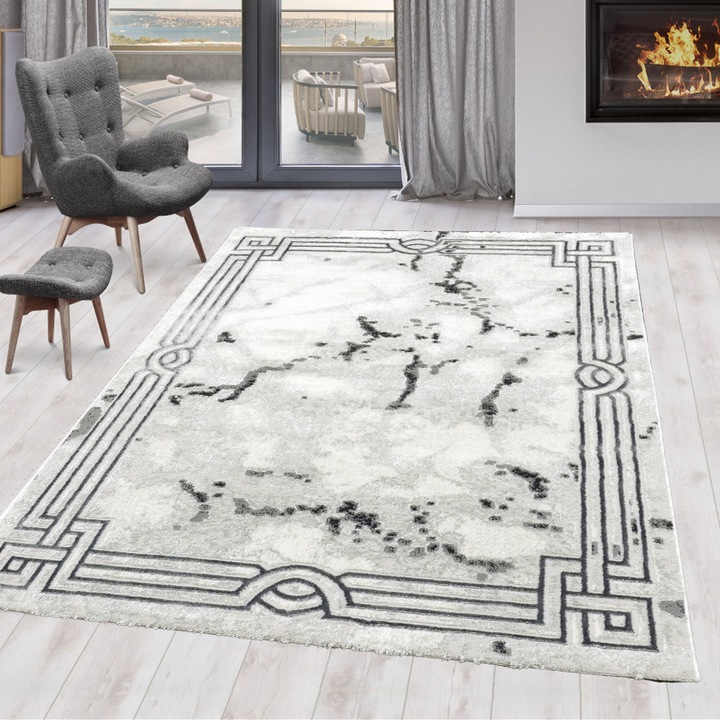 Den sunset 8563 szürke 60x110cm modern szőnyeg