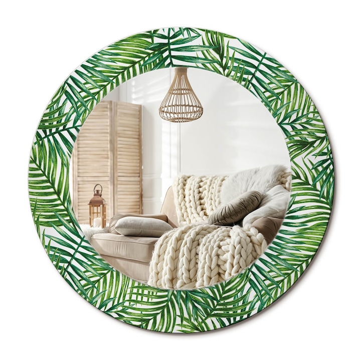 Oglinda decorativa rotunda, Decormat, Elegant, Verde, Ø 50 cm, 010090550080300013178