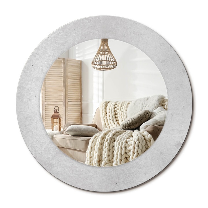 Oglinda decorativa rotunda, Decormat, Perete, Alb, Ø 60 cm, 010090550090300053873