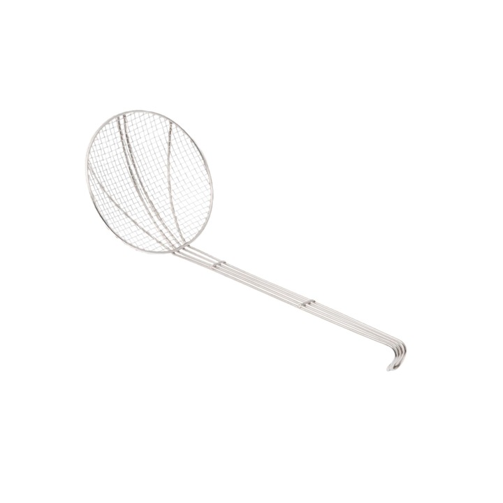 Strecuratoare, sita pentru friteuze, TECHNICA, diametru 180, fabricata, din otel inoxidabil, de usor de curatat, maner lung pentru o prindere confortabila, utila pentru scurgerea galustelor, coltunasilor si cartofilor prajiti, inox