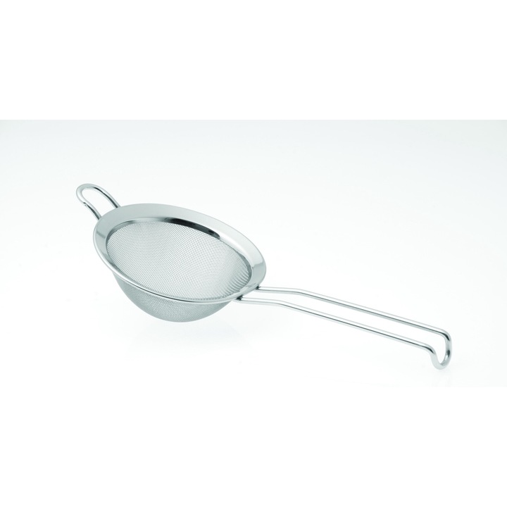 Strecuratoare, sita pentru friteuze, TECHNICA, diametru 110, fabricata, din otel inoxidabil, de usor de curatat, maner lung pentru o prindere confortabila, utila pentru scurgerea galustelor, coltunasilor si cartofilor prajiti, inox