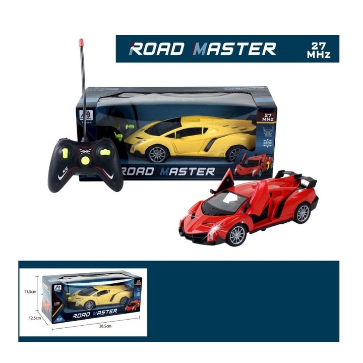 Road Master távirányítós autó, 27 MHz, összecsukható ajtók, sport dizájn, 28,5 cm