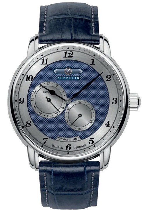 Ceas Zeppelin Automat 8568-3, Albastru, Curea Piele Naturala, Rezistent la Apa 50m