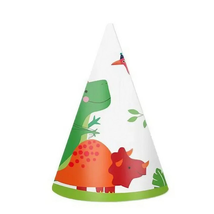 Комплект от 6 динозавърски каски, Cyrax, аксесоари за парти, тема за рожден ден, 19x15 см, многоцветни