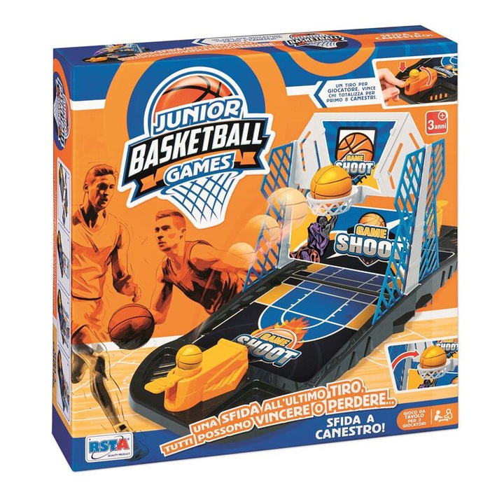 Настолна игра за деца, тип баскетбол в 2, с изстрелвач на топка и мини дъска, монтирани на стойката за игра, 2 играча, +3 години