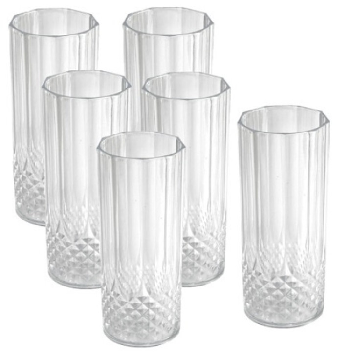 Alpina, 6 darabos long drink pohár szett, 400 ml, műanyag, kristályhatású