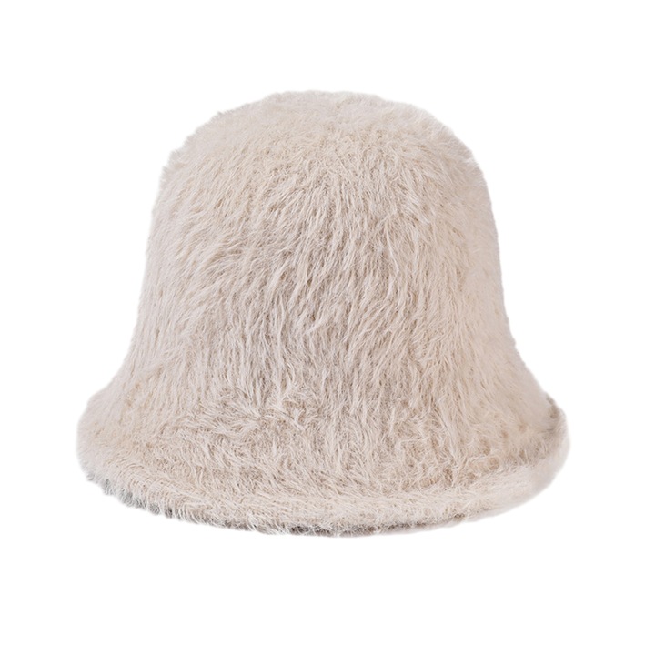 Caciula Jormftte, set, din amestec de blana de iepure, negru/alb/bej, circumferinta 56-58cm, 130g