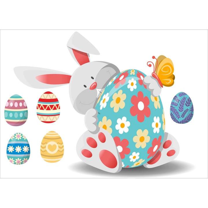 Autocolant dublu fata pentru fereastra si perete, reutilizabil, Decoratiune Paste, oua de Paste
