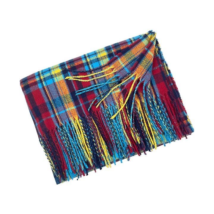 Jormftte hosszú sál, nagykockás modell, piros és kék, puha anyag, télre alkalmas