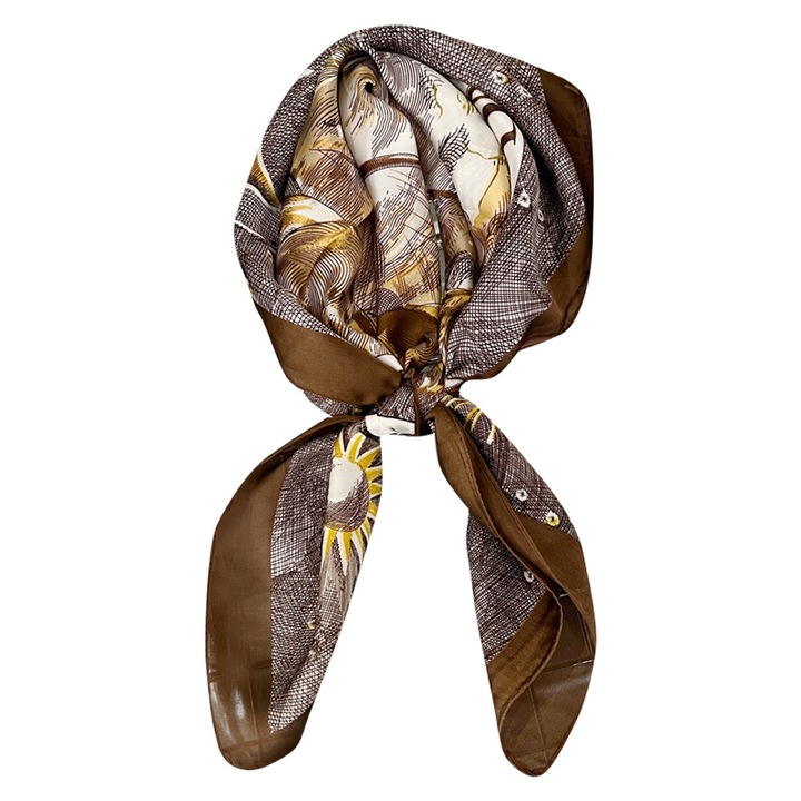 Női közepes négyzet alakú szatén sál, Jormftte, khaki