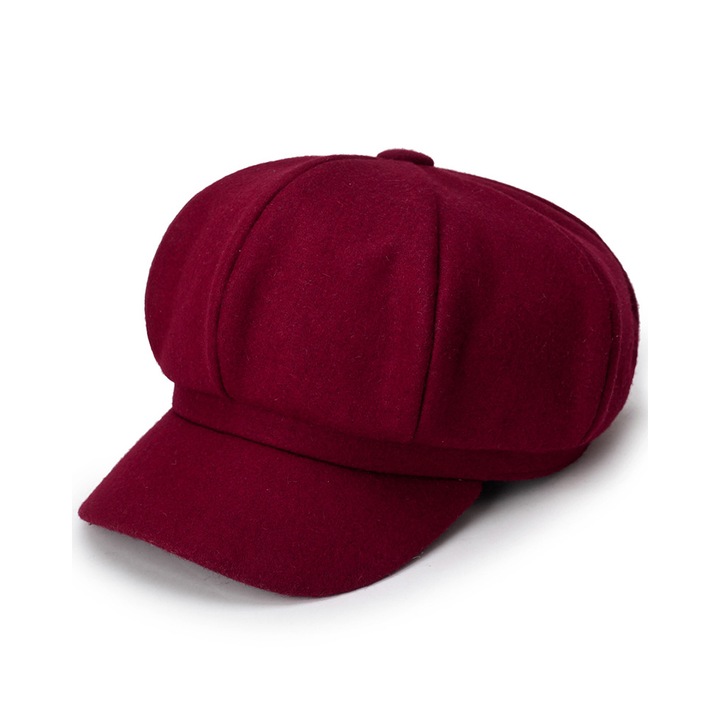 Шапка, QttvbTna, осмоъгълна, удобна, бордо, за жени