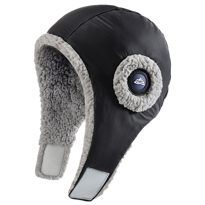 Jormftte női sapka, téli sapka fülekkel, fekete, téli sportokhoz