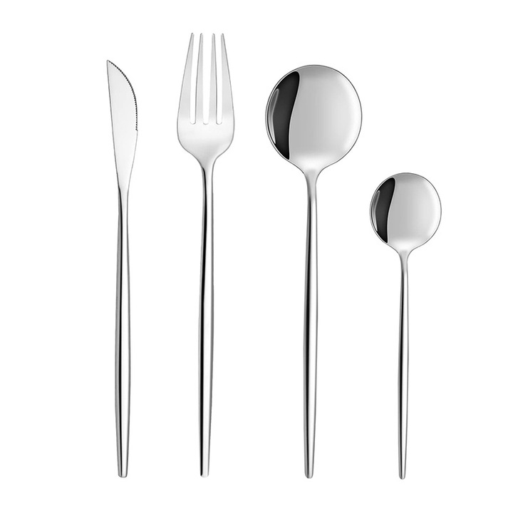 Evőeszköz készlet 24 részes, 6 személyes, rozsdamentes acél, fényes, ezüst