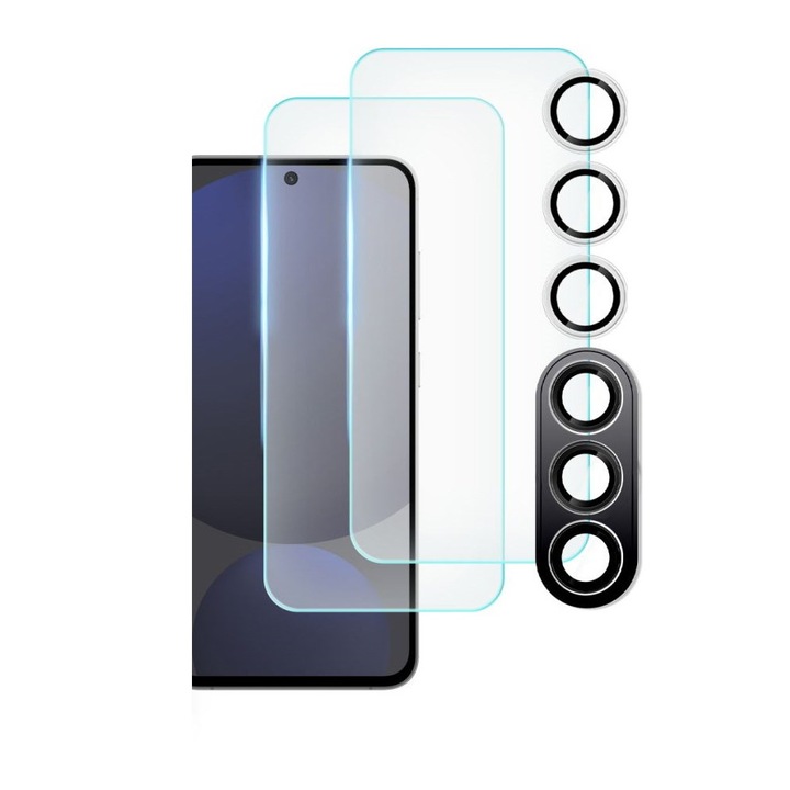 Set 2 folii sticla pentru ecran si protectie camera foto TECH-PROTECT Supreme compatibil cu Samsung Galaxy S24 FE Clear