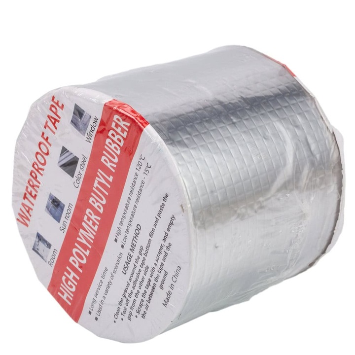 Banda adeziv durabila din aluminiu rezistenta la apa - 10cm x 5m, Createur