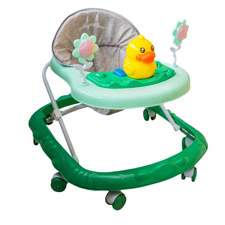 Robentoys Bébikomp, kacsa modell, állítható keret, 8 kerék, zöld
