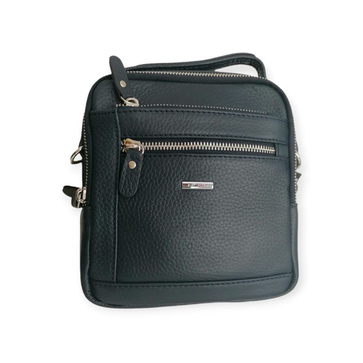 Geanta de umar pentru barbati din piele naturala, albastru 20.5*19*8 cm