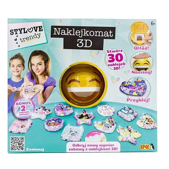 Set creativ pentru copii, EPEE, Autocolante 3D, 30 accesorii, 6+, Multicolor