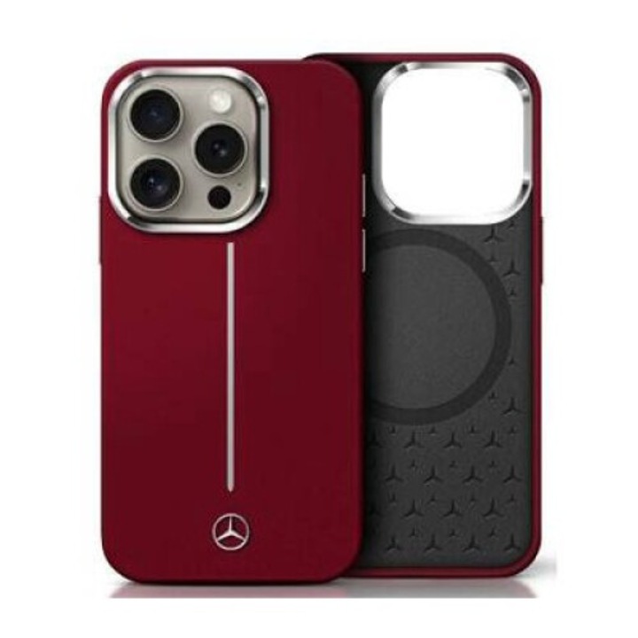 Калъф за телефон, Mercedes, iPhone 16 Pro Max, силикон, червен, 110x210x23mm