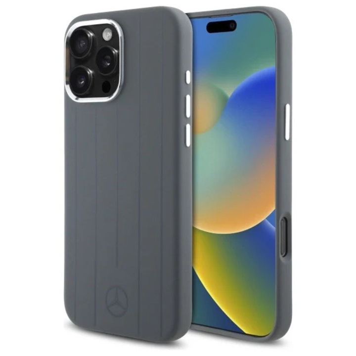 Калъф за телефон Мерцедес, за iPhone 16 Pro Max, сив, силиконов, 11х21см