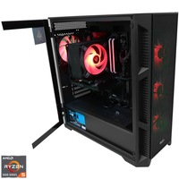 Sistem Desktop PC Gaming A+ cu procesor AMD Ryzen 5 5600X pana la 4.6GHz, 32GB DDR4, 1TB SSD, Gigabyte GeForce RTX 4060 8GB GDDR6, No OS, Black