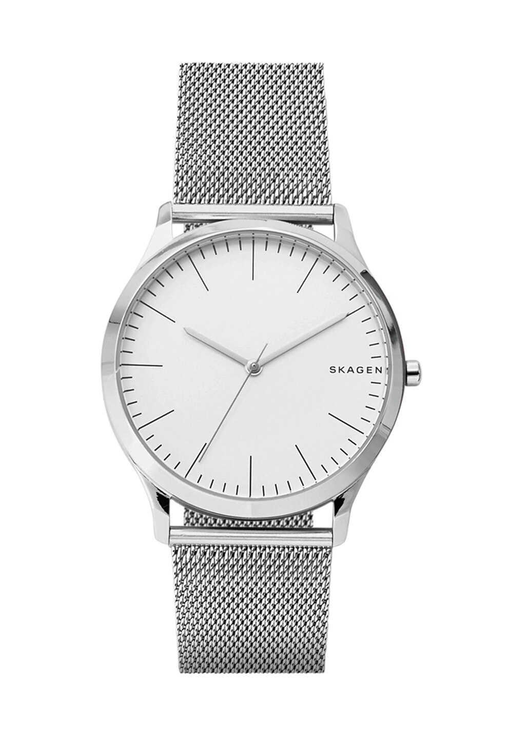 Skagen Ceas argintiu cu o curea de piele suplimentara