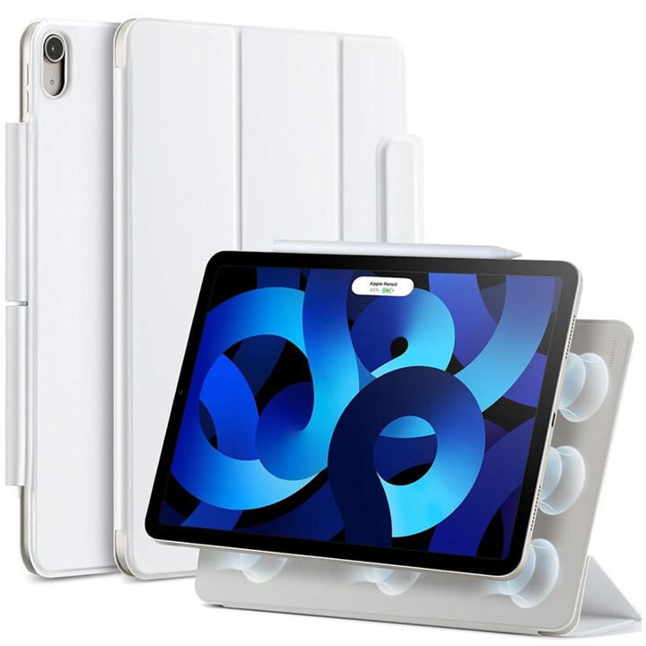 Защитен флип капак за таблет, съвместим с Apple iPad Pro 11 2018/2020/2021/2022, Rebound Magnetic, магнитна фиксация, екологична кожа, Бял