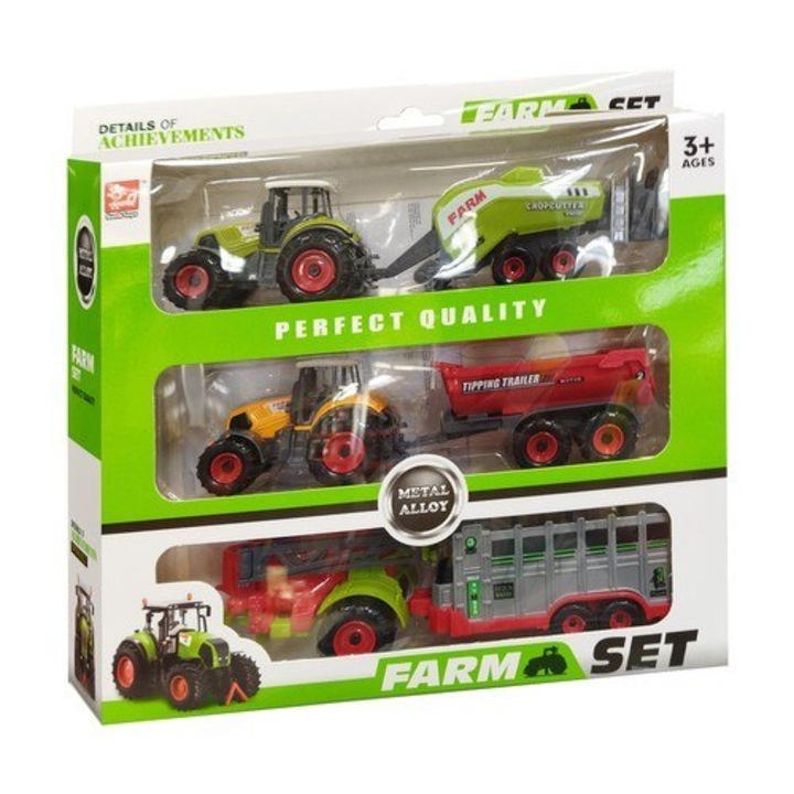 Set utilaje agricole AB HOMES, FarmPlay, 6 piese, multicolor, pentru copii 3+ ani